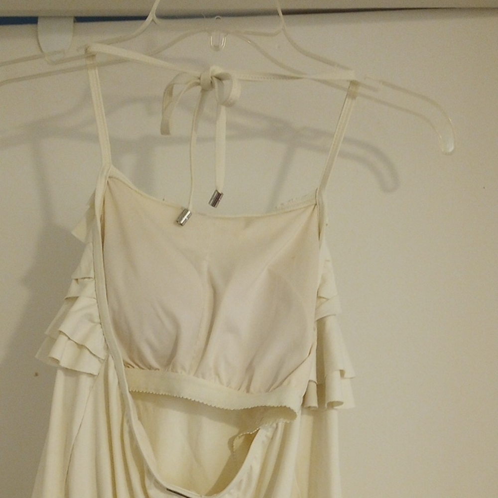 Cream Ruffled Halter Top - Picture 4 of 6